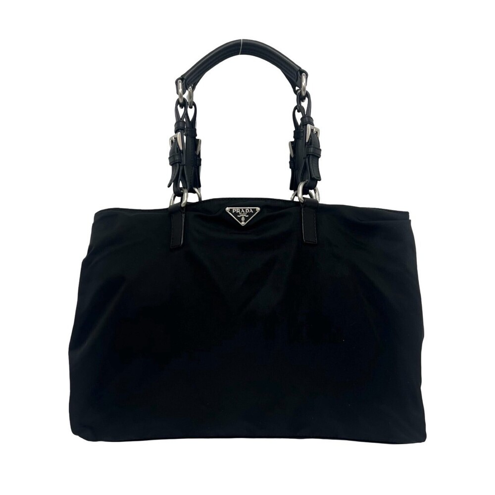 PRADA Prada Triangle Logo Hardware Tessuto Pocono Nylon Leather Genuine Tote ...